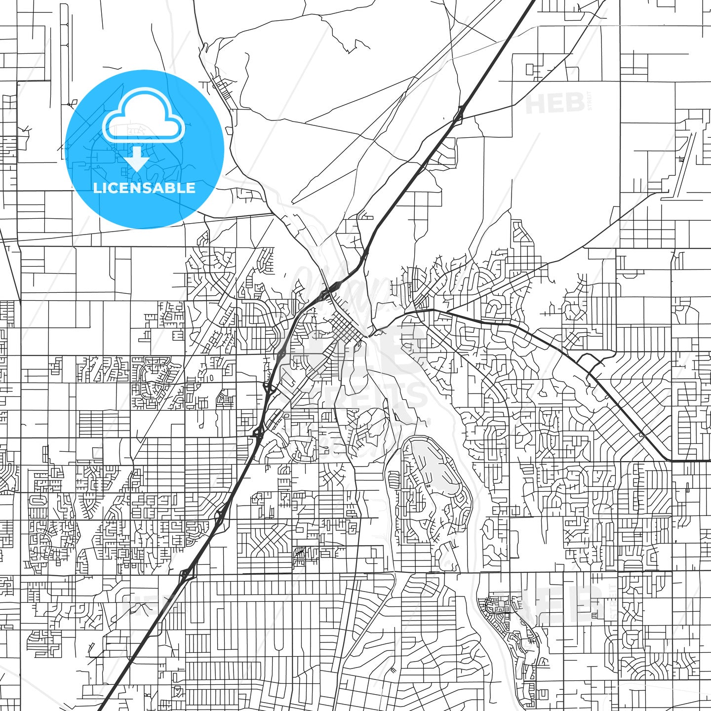 Victorville, California - Area Map - Light