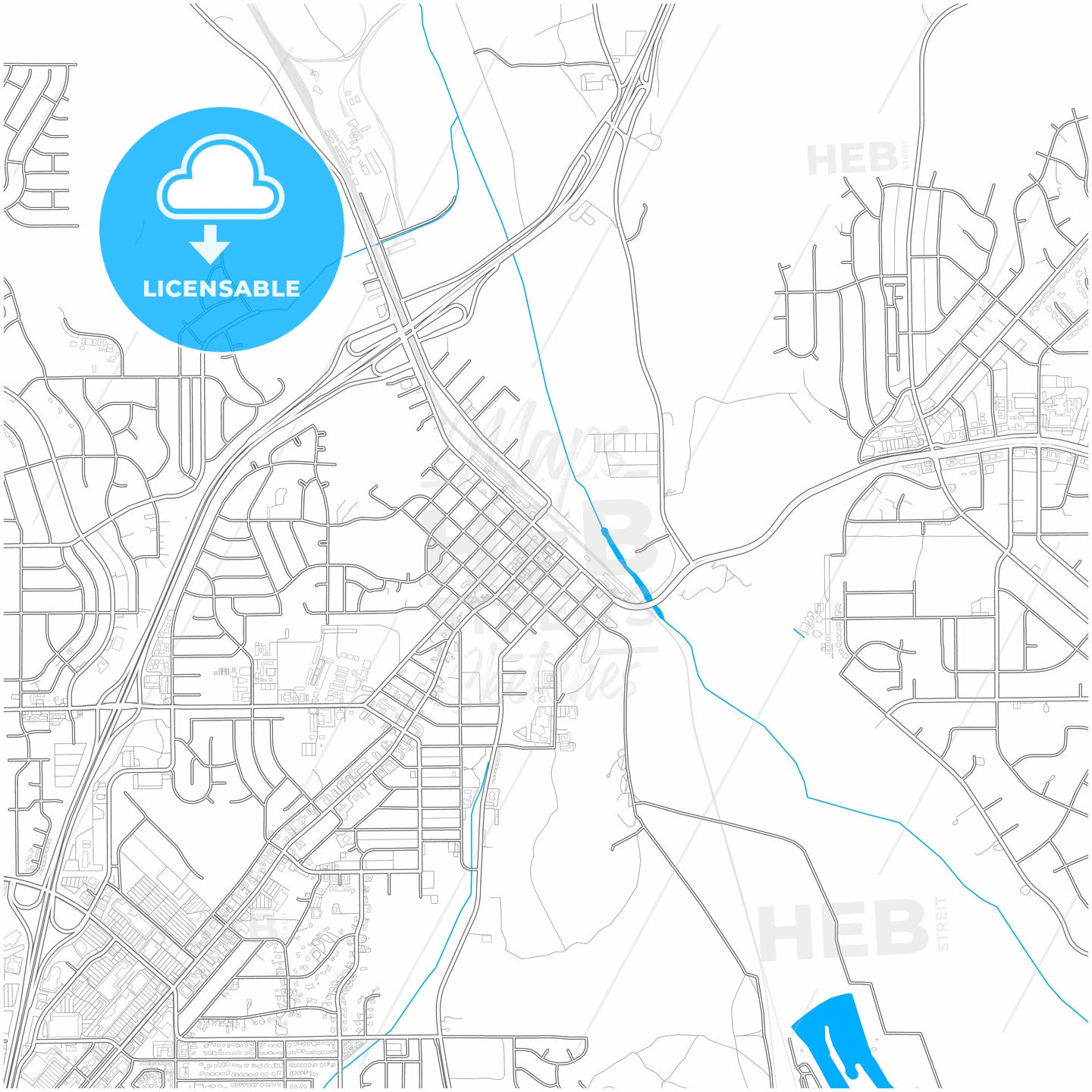 Victorville, California, United States, city map with high quality roads.