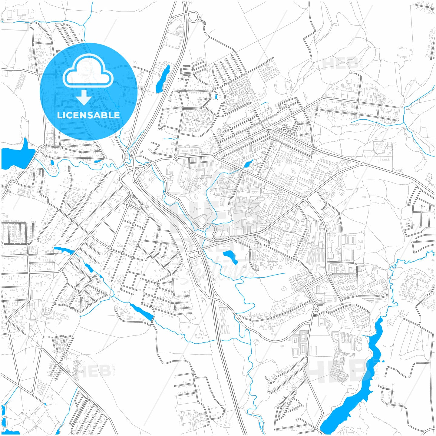 Vidnoye, Moscow Oblast, Russia, city map with high quality roads.