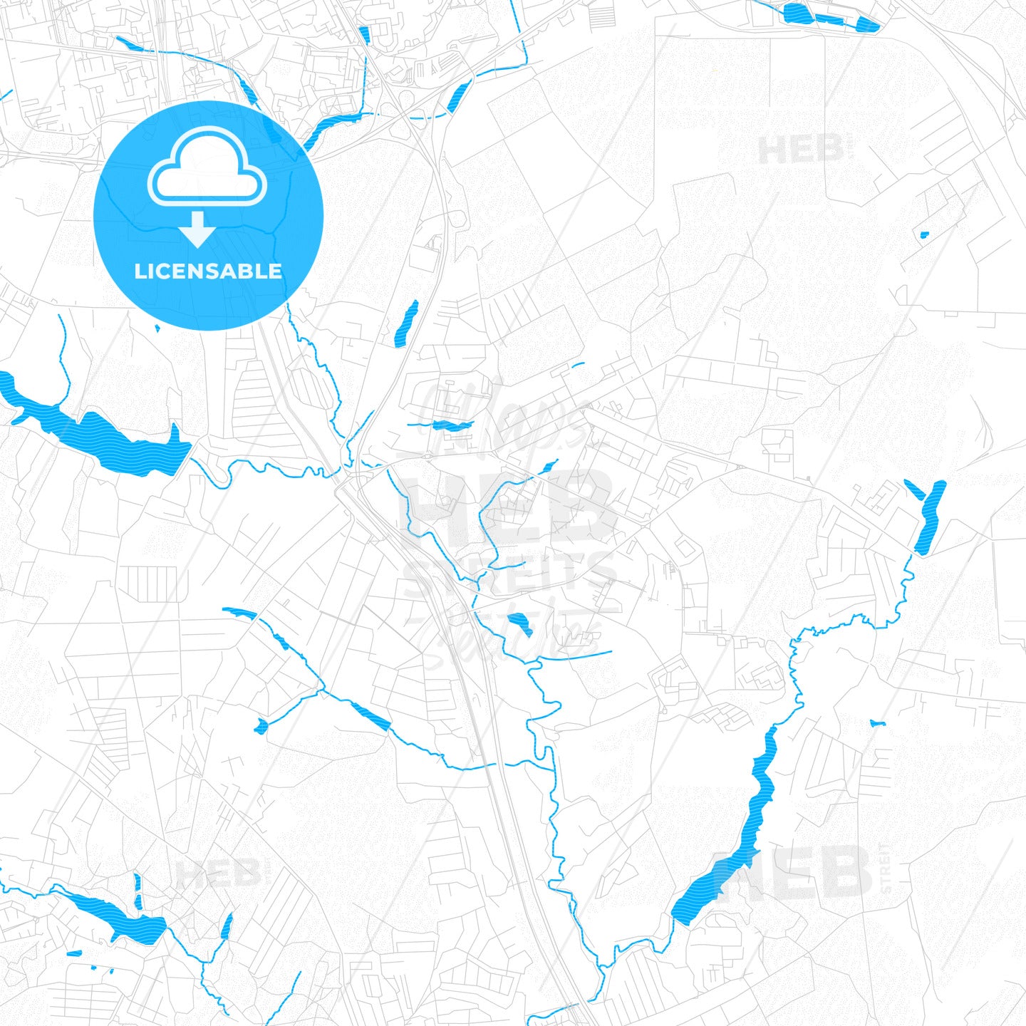 Vidnoye, Russia PDF vector map with water in focus