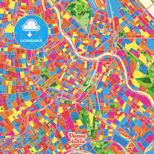 Vienna, Austria Crazy Colorful Street Map Poster Template - HEBSTREITS Sketches