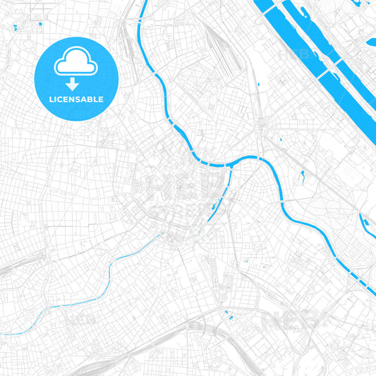 Vienna, Austria PDF vector map with water in focus