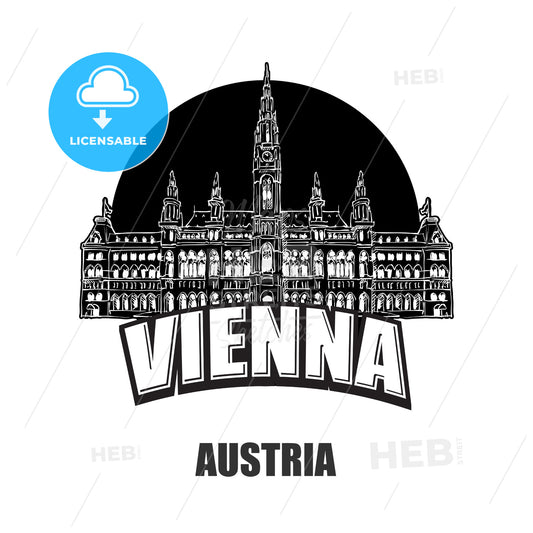 Vienna, Austria, black and white logo – instant download