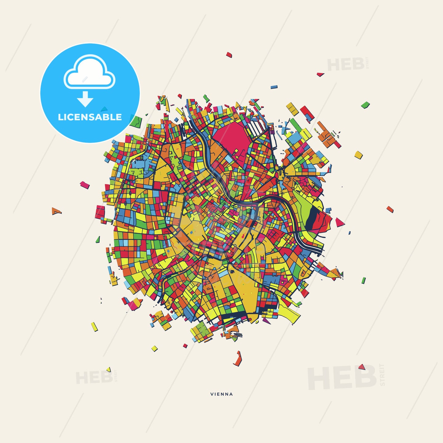 Vienna Austria Colorful Confetti Map – HEBSTREITS