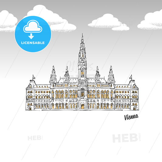 Vienna, Austria famous landmark sketch – instant download