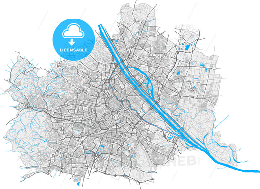Vienna, Austria, high quality vector map