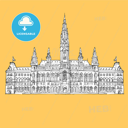 Vienna City Hall Vector Sketch – instant download