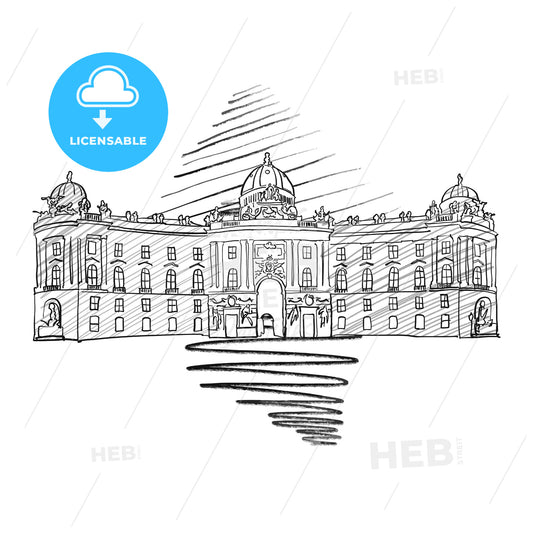 Vienna Hofburg Famous European Architecture Drawing – instant download