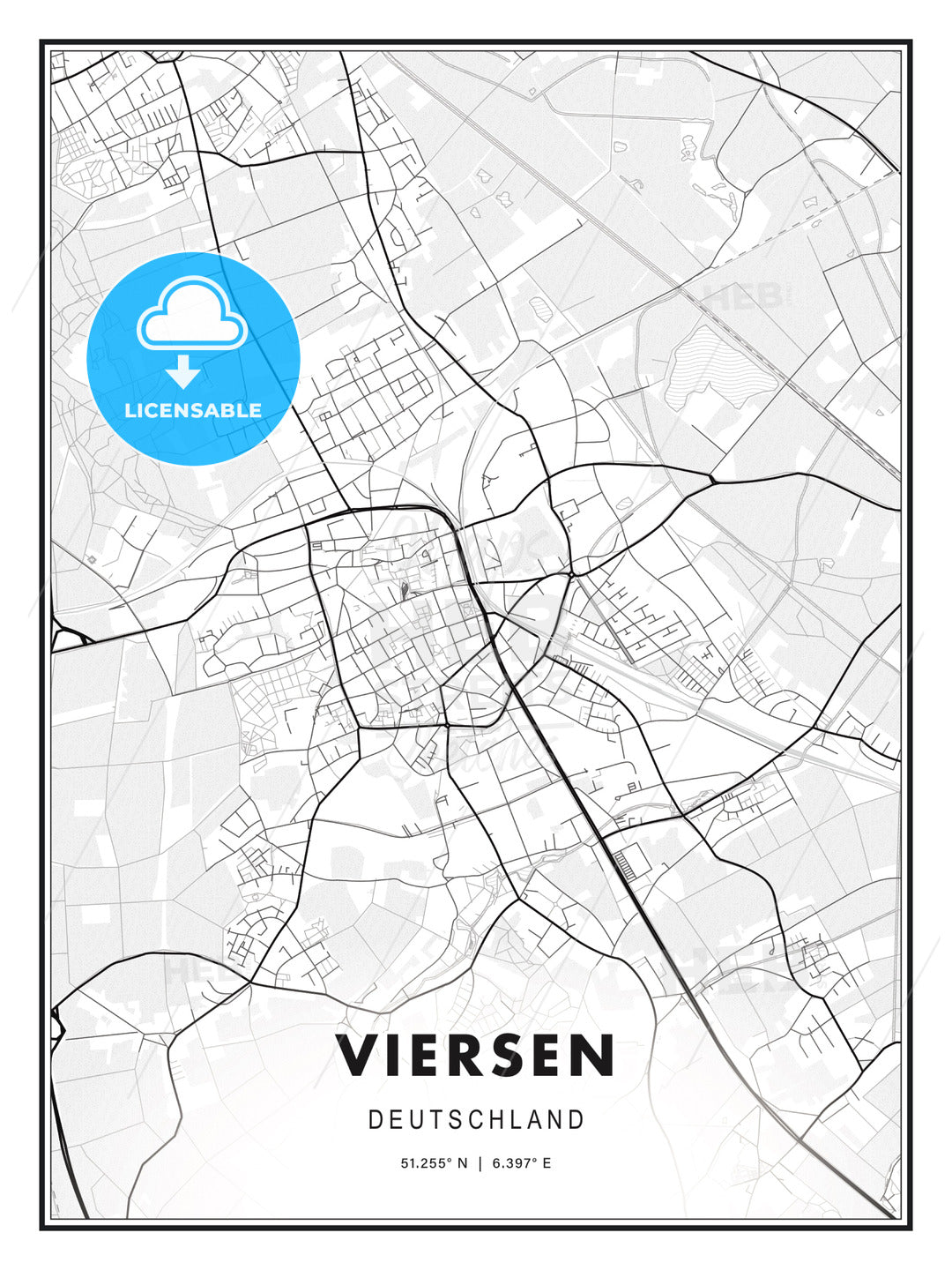 Viersen, Germany, Modern Print Template in Various Formats - HEBSTREITS Sketches