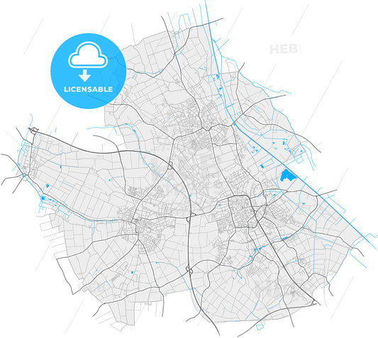 Viersen, North Rhine-Westphalia, Germany, high quality vector map