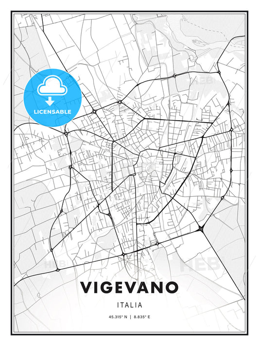 Vigevano, Italy, Modern Print Template in Various Formats - HEBSTREITS Sketches