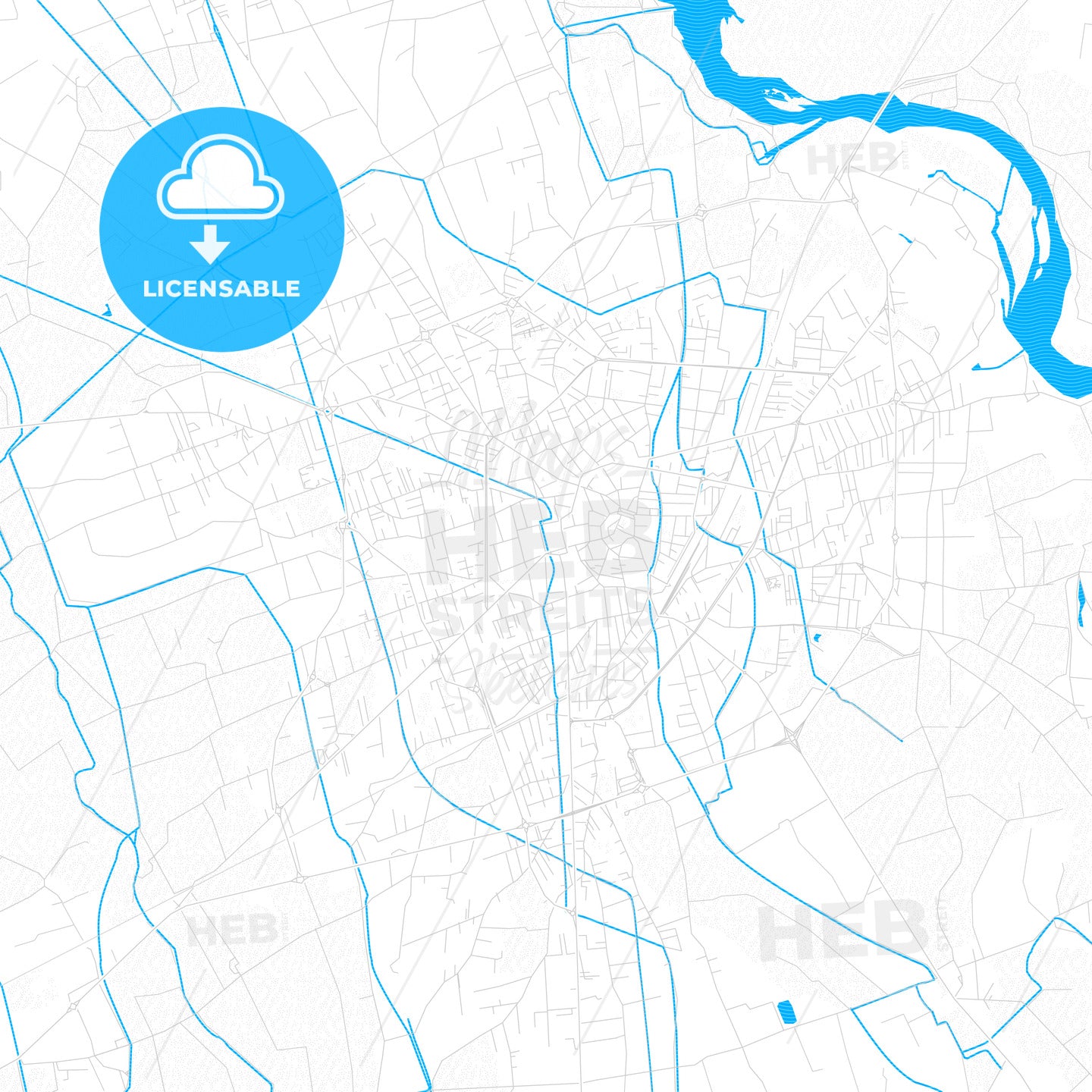 Vigevano, Italy PDF vector map with water in focus