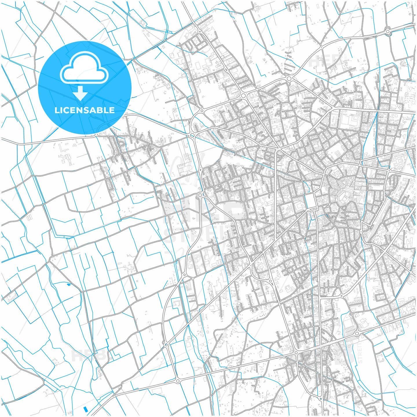 Vigevano, Lombardy, Italy, city map with high quality roads.