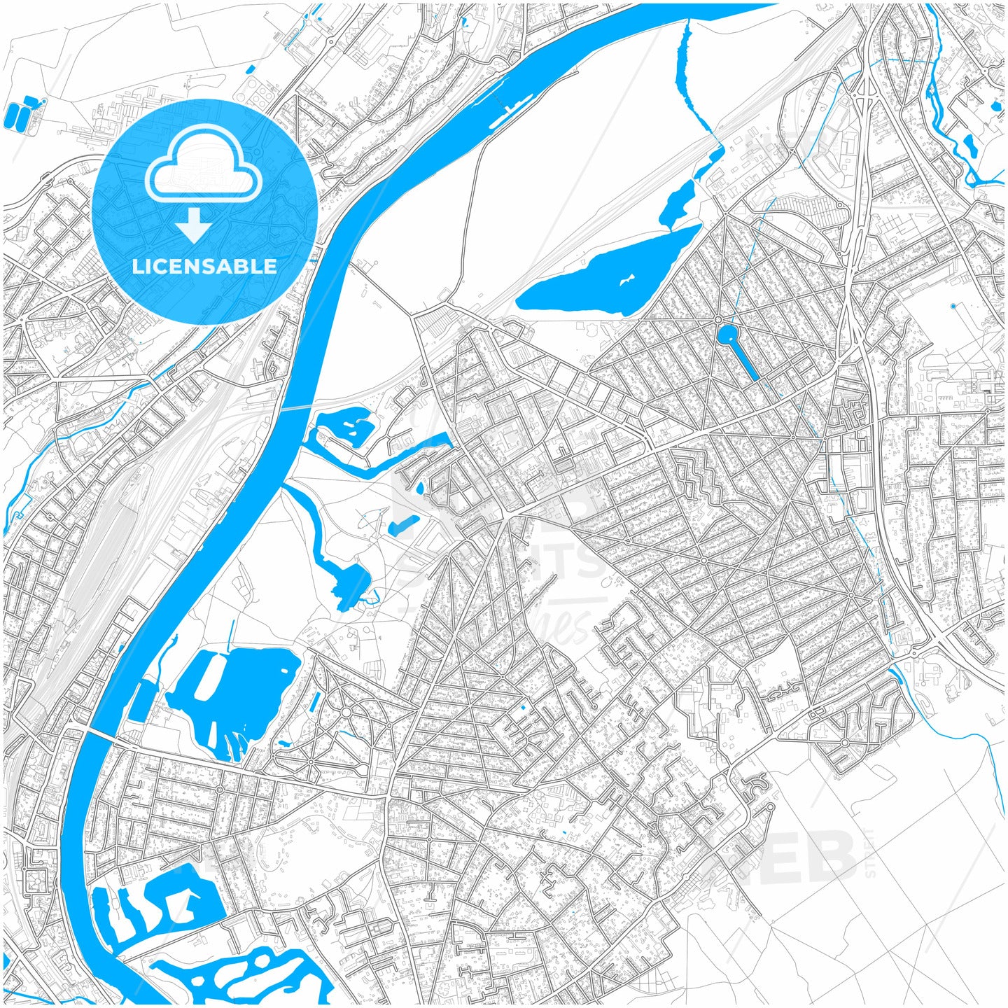 Vigneux-sur-Seine, Essonne, France, city map with high quality roads.