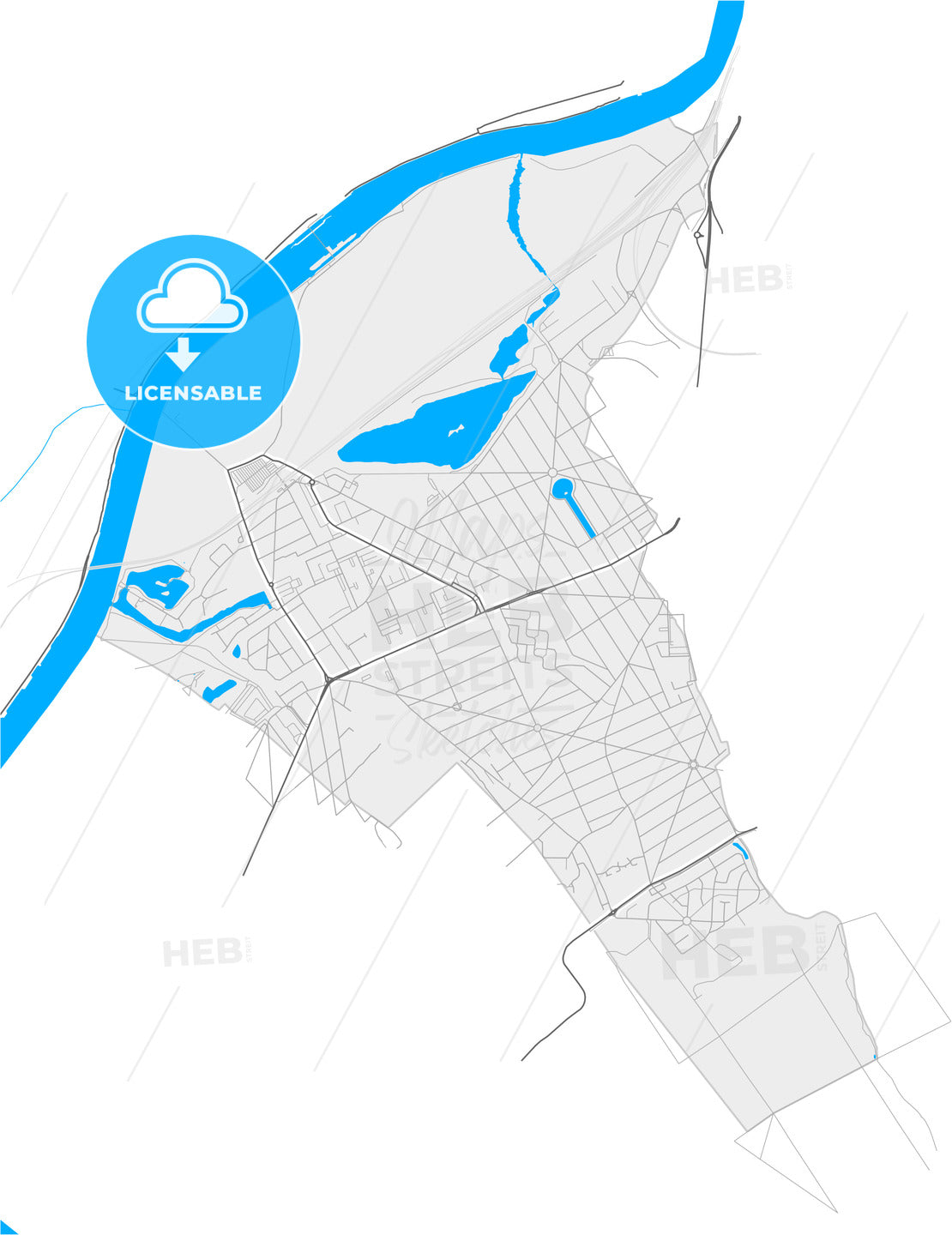 Vigneux-sur-Seine, Essonne, France, high quality vector map