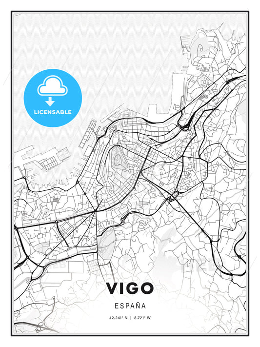 Vigo, Spain, Modern Print Template in Various Formats - HEBSTREITS Sketches