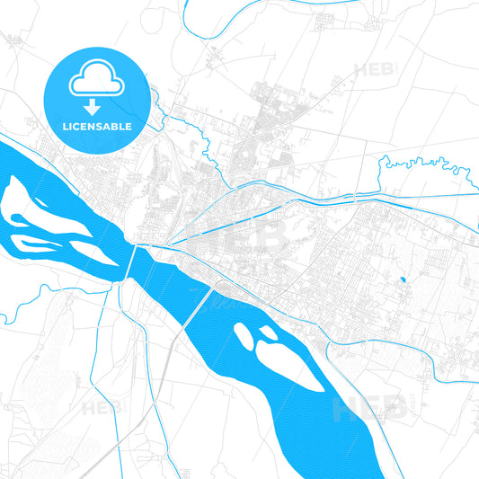 Vijayawada, India PDF vector map with water in focus