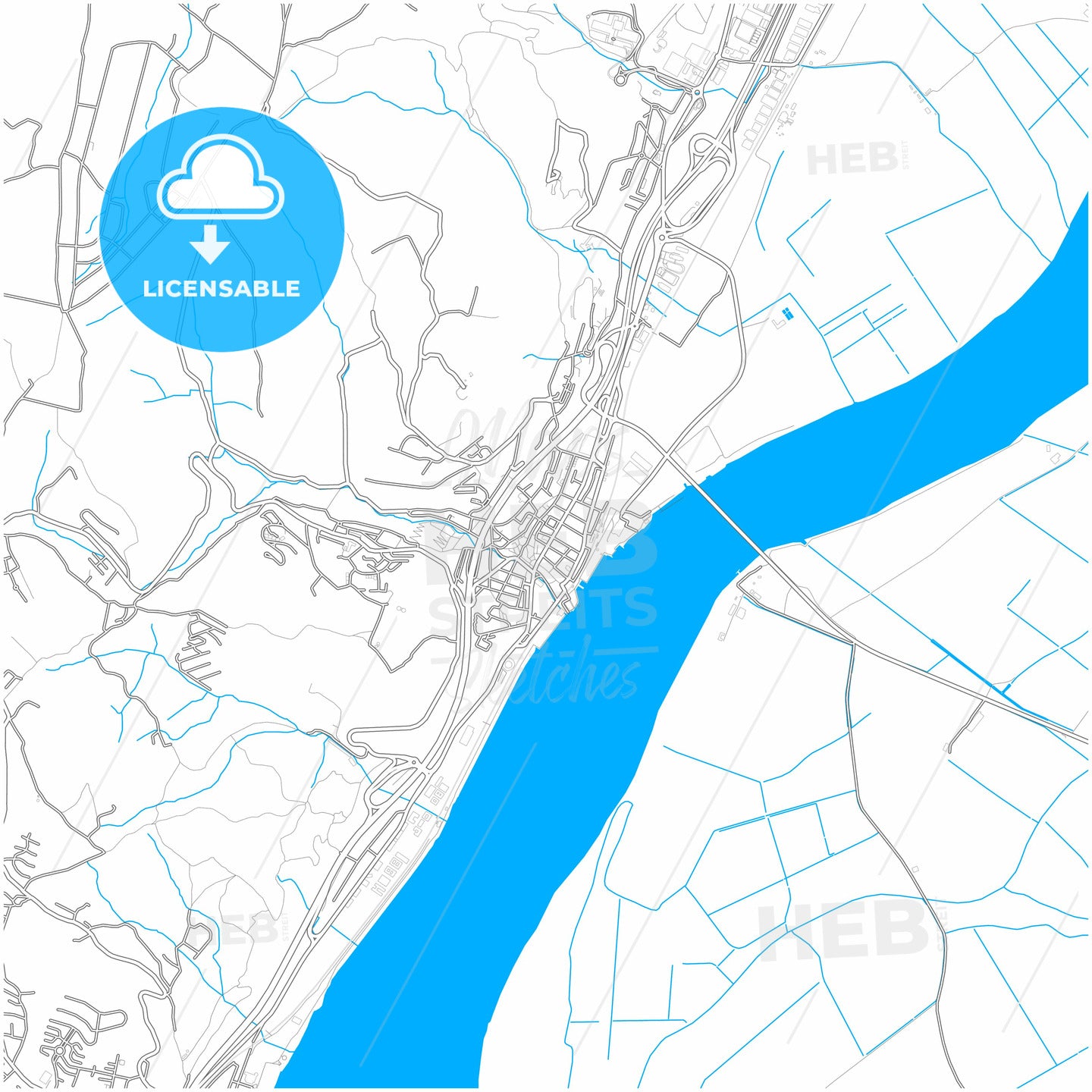 Vila Franca de Xira, Lisbon, Portugal, city map with high quality roads.