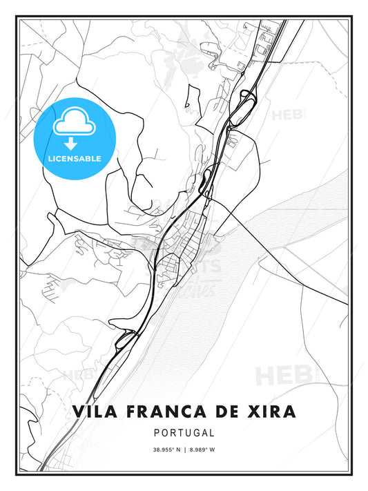 Vila Franca de Xira, Portugal, Modern Print Template in Various Formats - HEBSTREITS Sketches