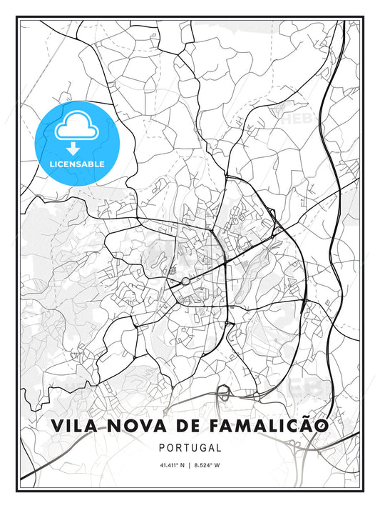 Vila Nova de Famalicão, Portugal, Modern Print Template in Various Formats - HEBSTREITS Sketches