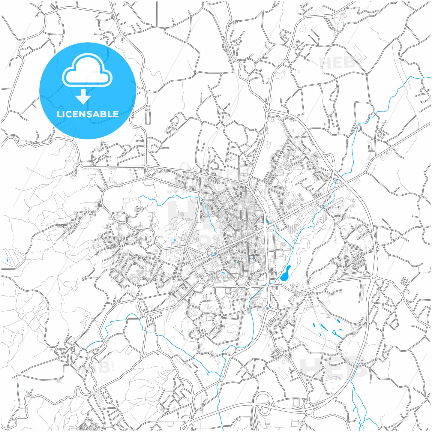 Vila Nova de Famalicão, Braga, Portugal, city map with high quality roads.