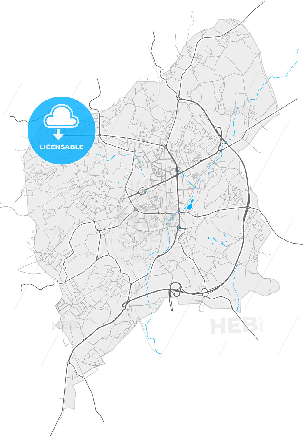 Vila Nova de Famalicão, Braga, Portugal, high quality vector map