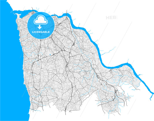 Vila Nova de Gaia, Porto, Portugal, high quality vector map