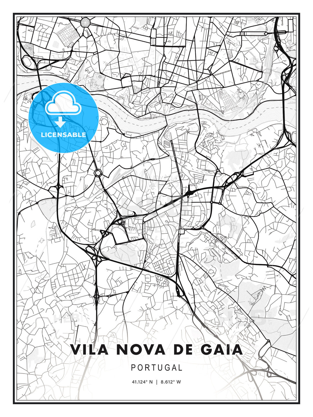 Vila Nova de Gaia, Portugal, Modern Print Template in Various Formats - HEBSTREITS Sketches