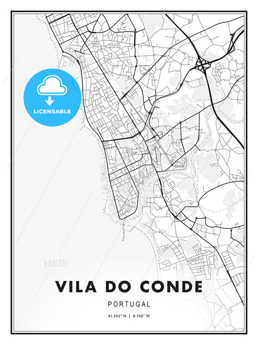 Vila do Conde, Portugal, Modern Print Template in Various Formats - HEBSTREITS Sketches