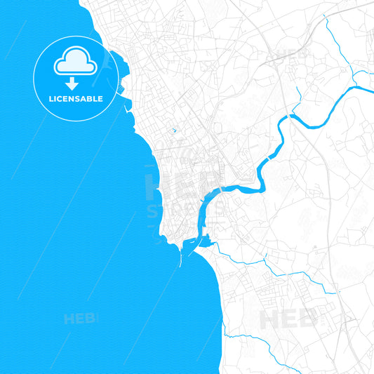 Vila do Conde, Portugal PDF vector map with water in focus