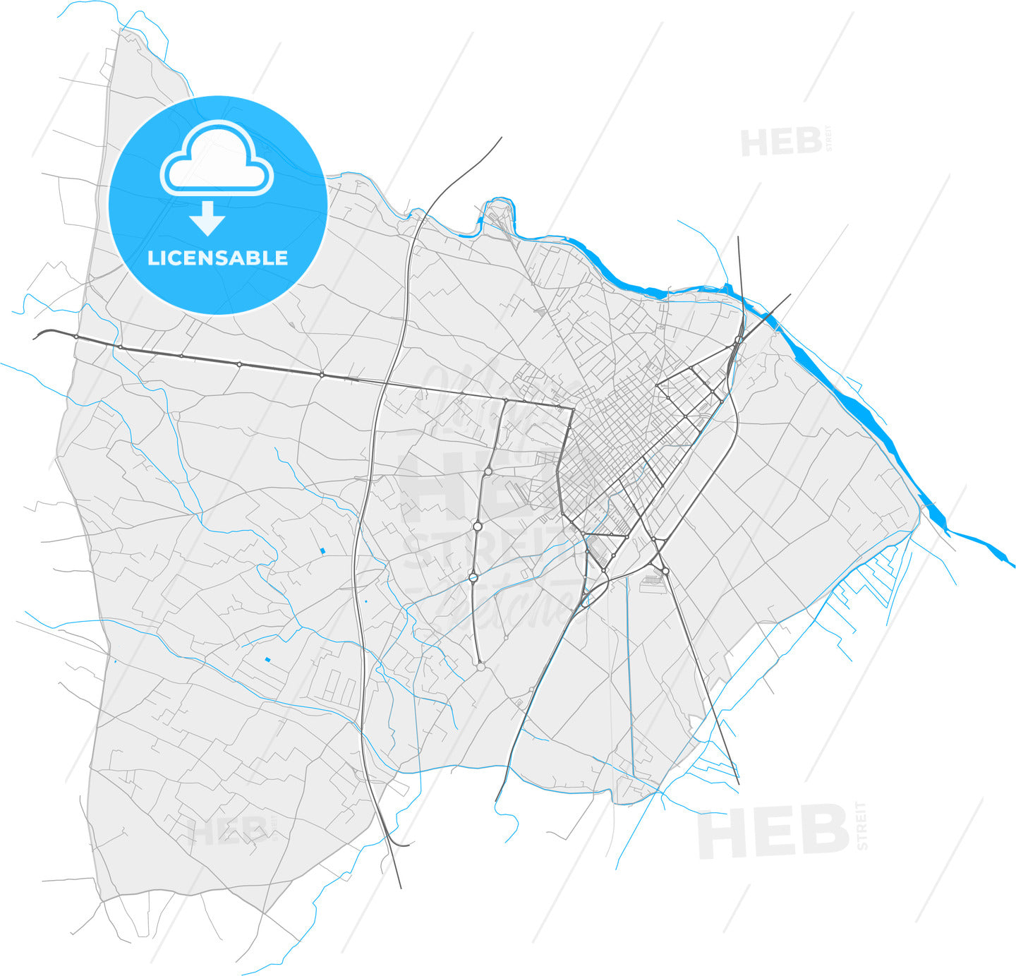 Vila-real, Castellón, Spain, high quality vector map