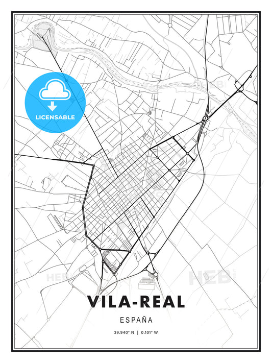 Vila-real, Spain, Modern Print Template in Various Formats - HEBSTREITS Sketches