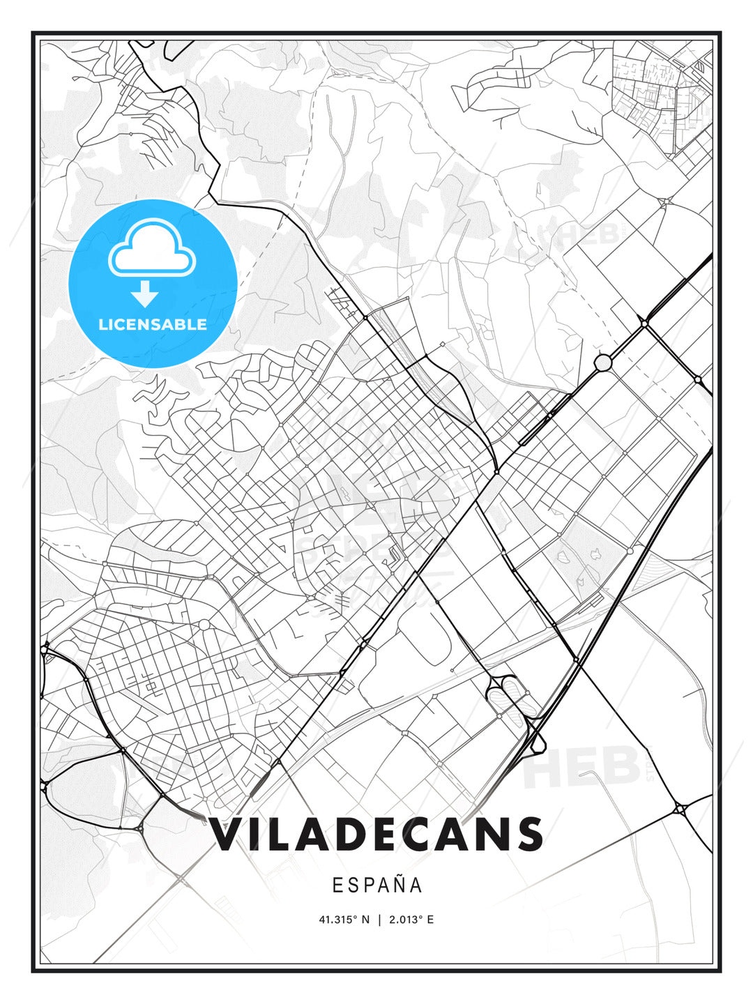 Viladecans, Spain, Modern Print Template in Various Formats - HEBSTREITS Sketches