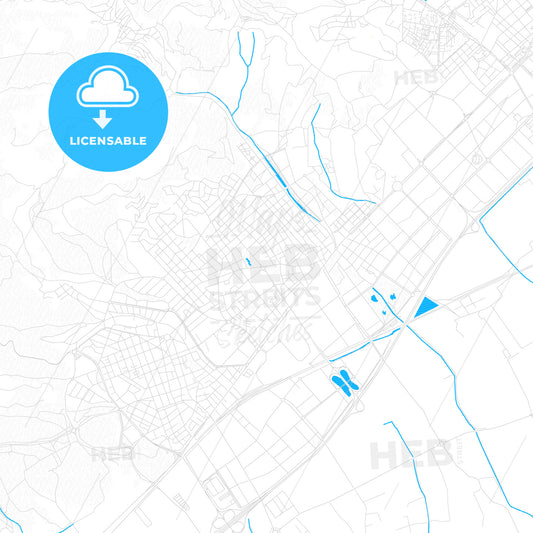 Viladecans, Spain PDF vector map with water in focus