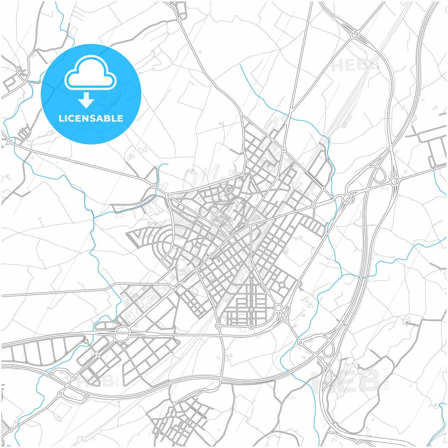 Vilafranca del Penedès, Barcelona, Spain, city map with high quality roads.