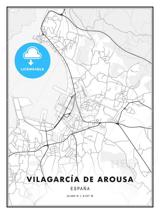 Vilagarcía de Arousa, Spain, Modern Print Template in Various Formats - HEBSTREITS Sketches