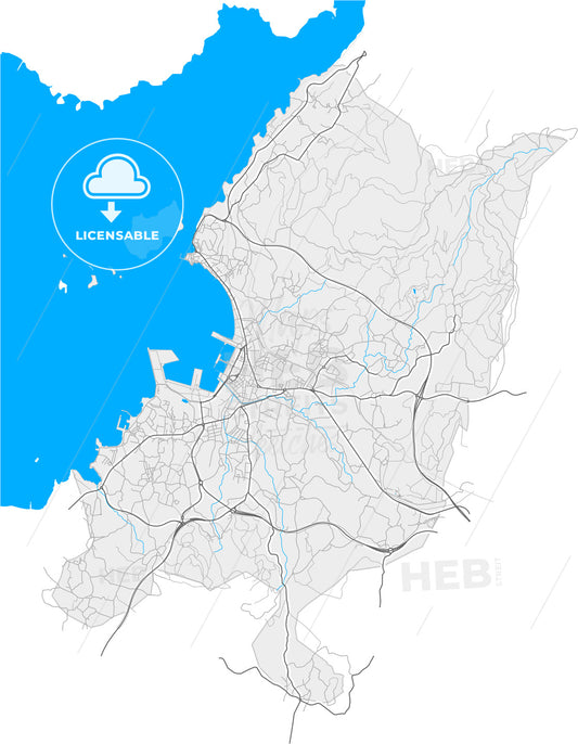 Vilagarcía de Arousa, Pontevedra, Spain, high quality vector map
