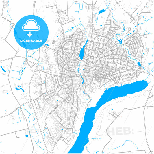 Viljandi, Viljandi, Estonia, city map with high quality roads.