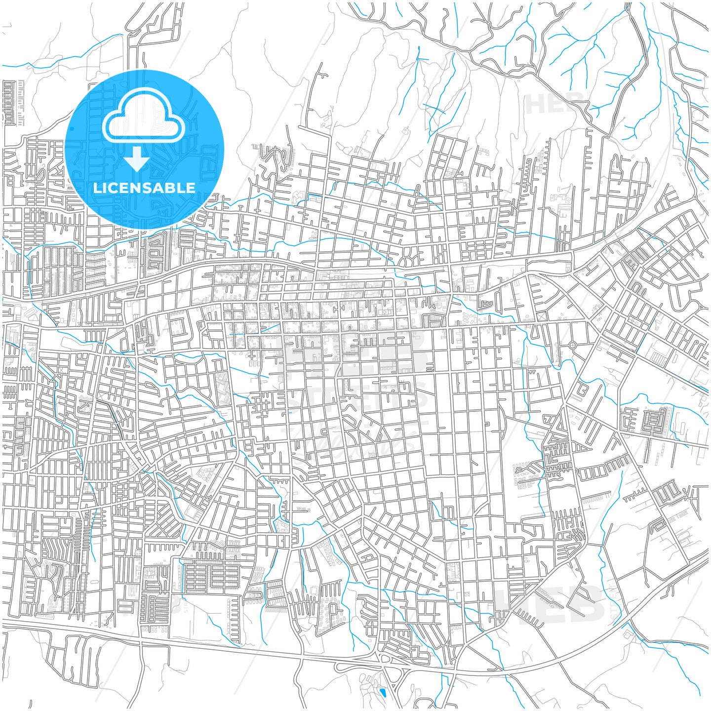 Villa Alemana, Chile, city map with high quality roads.