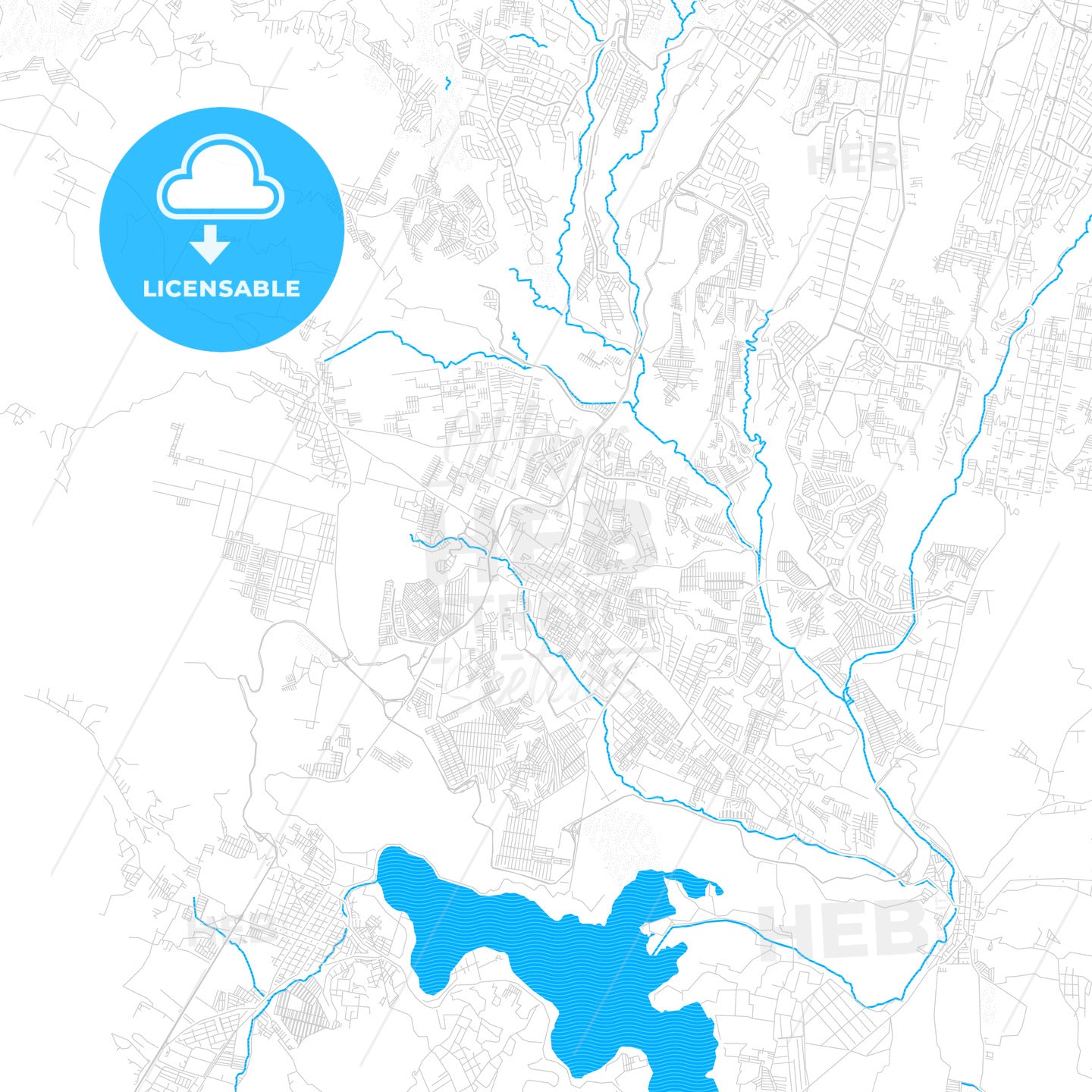 Villa Nueva, Guatemala PDF vector map with water in focus