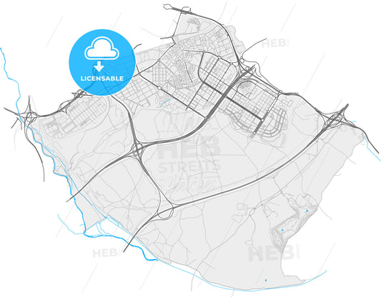 Villa de Vallecas, Madrid, Spain, high quality vector map