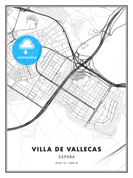 Villa de Vallecas, Spain, Modern Print Template in Various Formats - HEBSTREITS Sketches