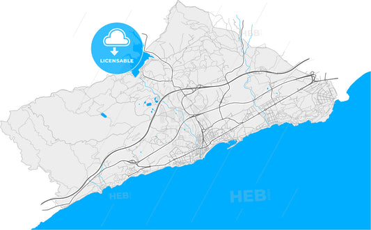 Villajoyosa, Alacant, Spain, high quality vector map