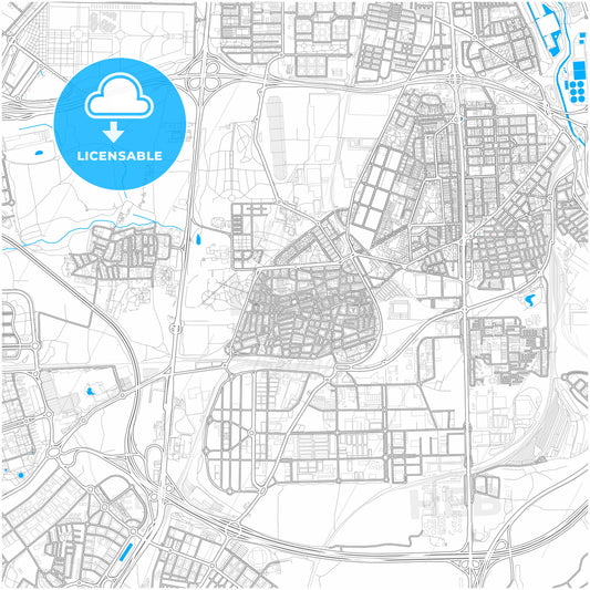 Villaverde, Madrid, Spain, city map with high quality roads.