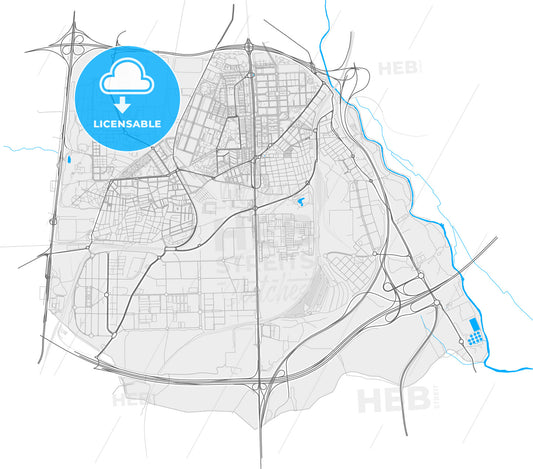 Villaverde, Madrid, Spain, high quality vector map