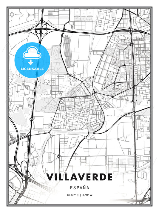 Villaverde, Spain, Modern Print Template in Various Formats - HEBSTREITS Sketches