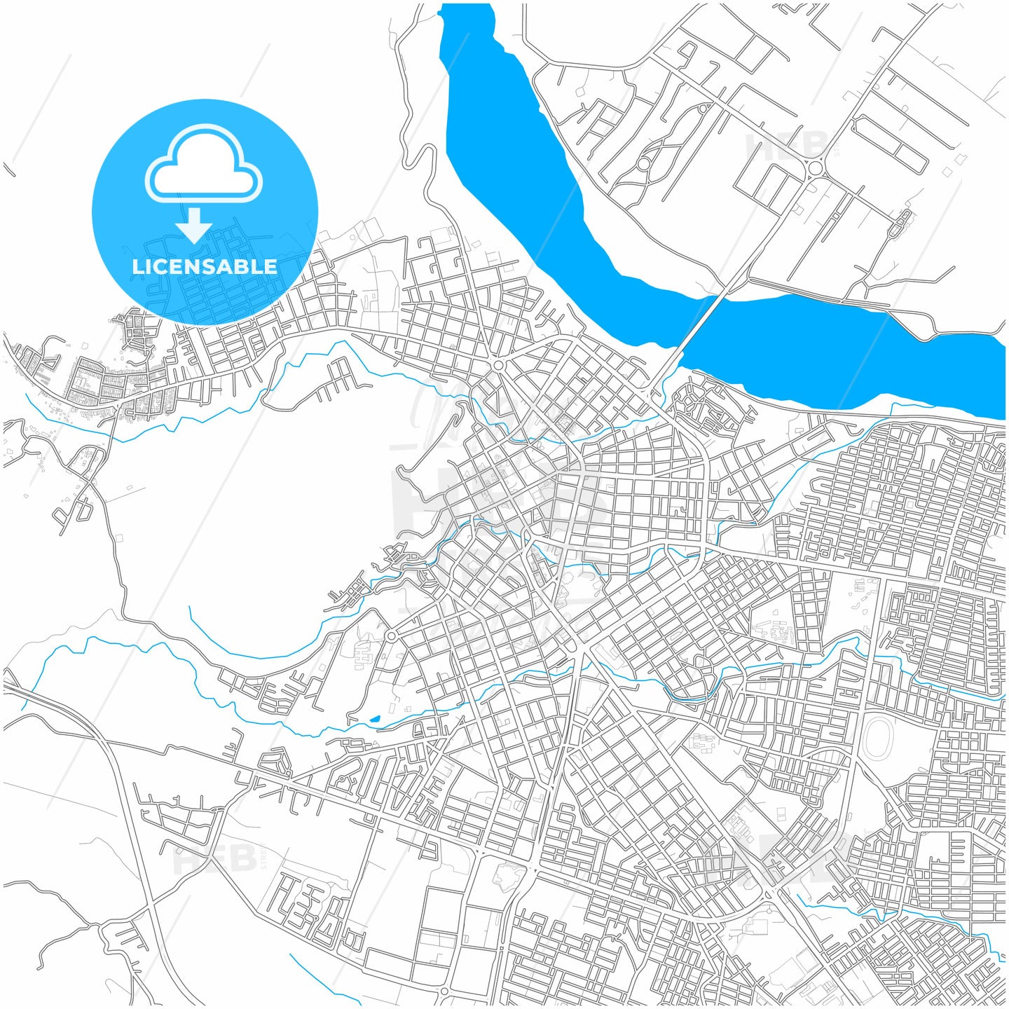 Villavicencio, Colombia, city map with high quality roads.