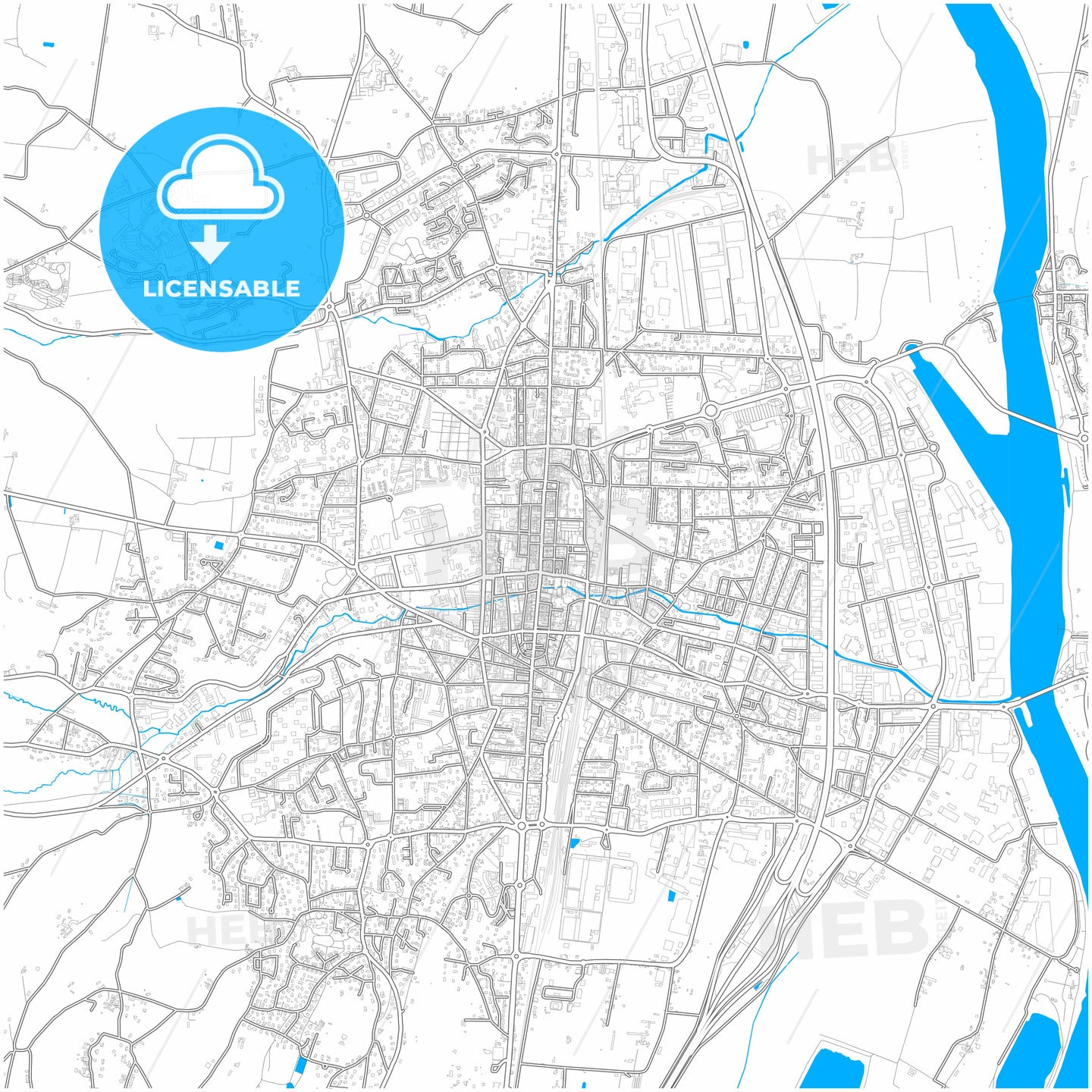 Villefranche-sur-Saône, Rhône, France, city map with high quality roads.