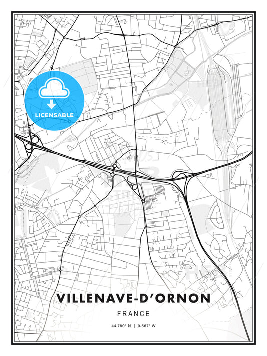 Villenave-d Ornon, France, Modern Print Template in Various Formats - HEBSTREITS Sketches