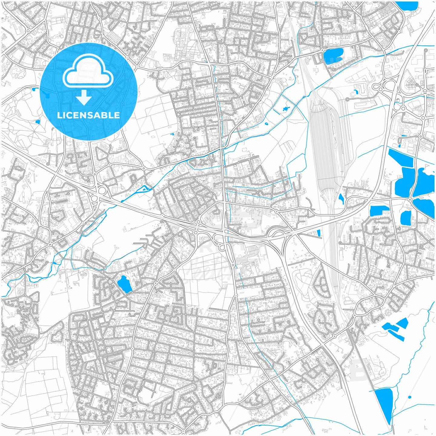 Villenave-d Ornon, Gironde, France, city map with high quality roads.